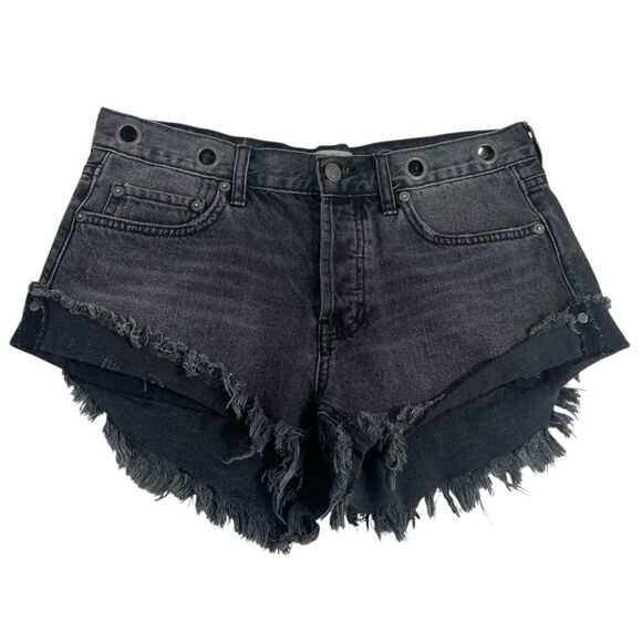 Free People Pants - We the Free People Cut Off Jeam Shorts Grommet Waist Size 27 Black Wash Denim